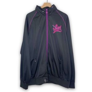 LRG Embroidered Black Logo Jacket with Hidden Hood. Size 3XL